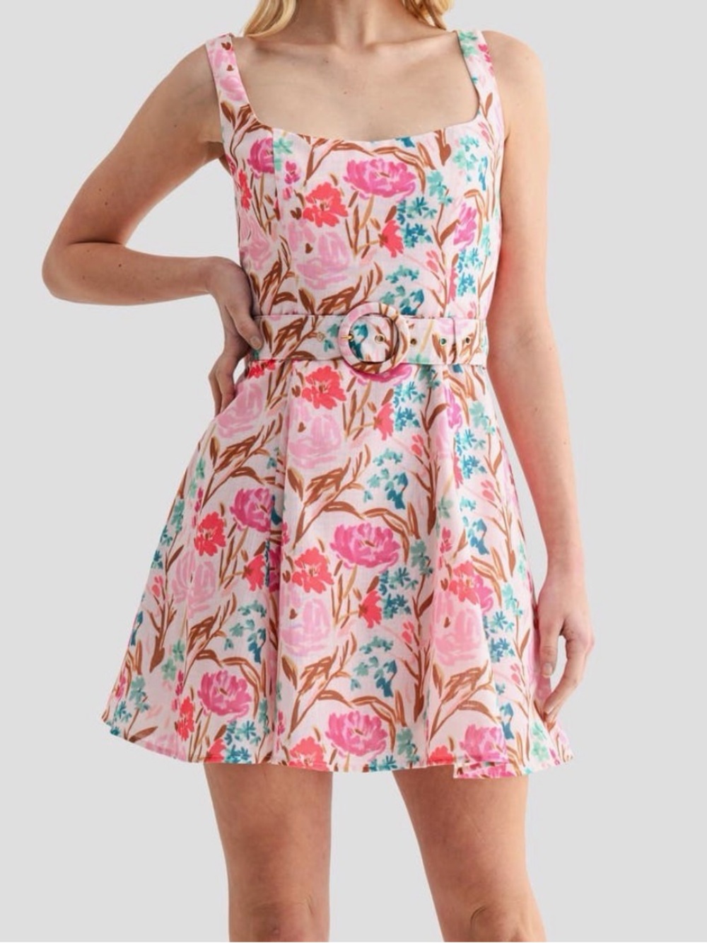 NWT Lush Floral Fit & Flare Belted Dress